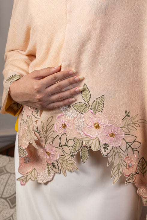 Spring Bloom | Embroidered Wool Silk Stole